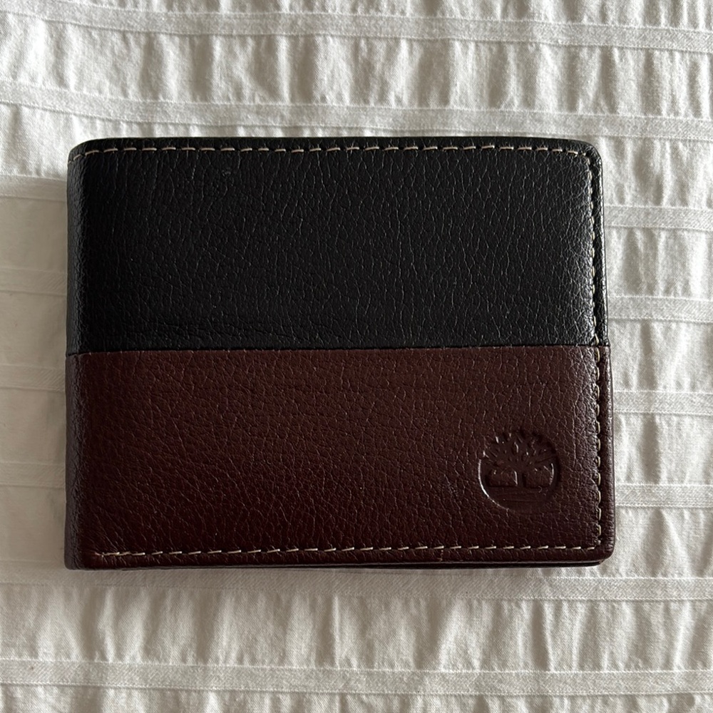 Timberland Black and Brown Leather Wallet